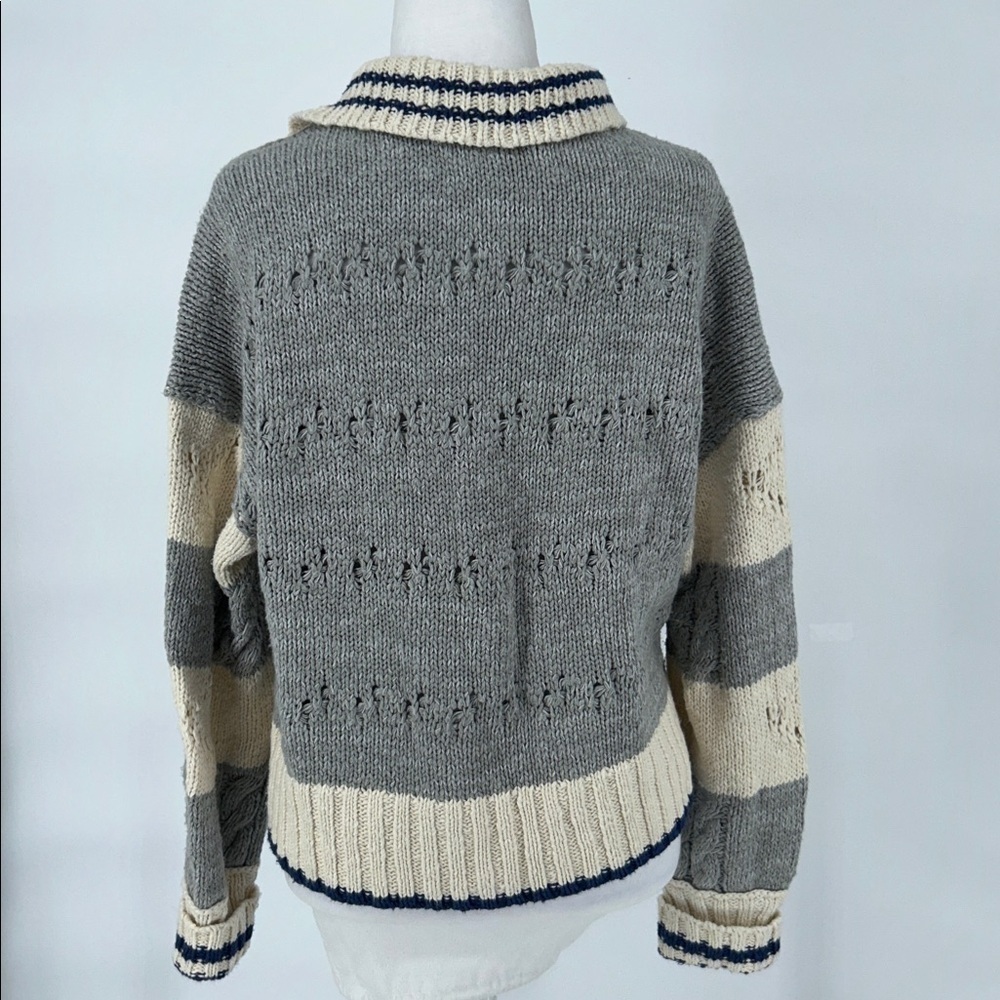 Free People Women’s Pembrook Oversize Sweater In Ivory Combo Size XS - Picture 7 of 12